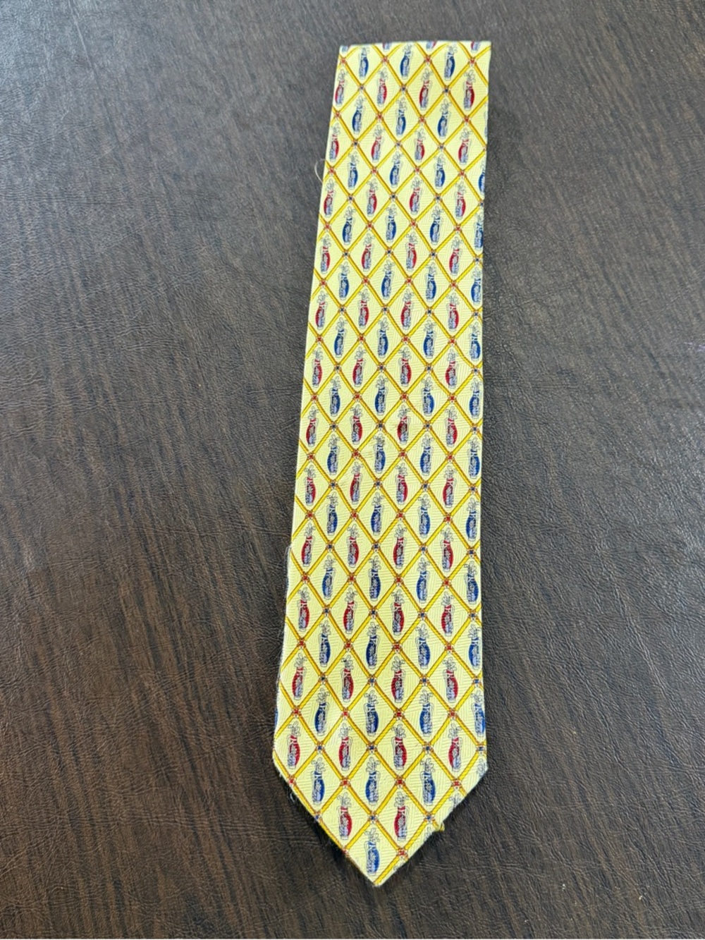 Empire Accessories London Yellow Diamond Golf Club Pattern Men's Tie 100% Silk